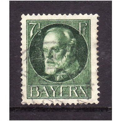 GERMANY STATES BAVARIA 1914 7 1/2pf GREEN SG176 FINE USED