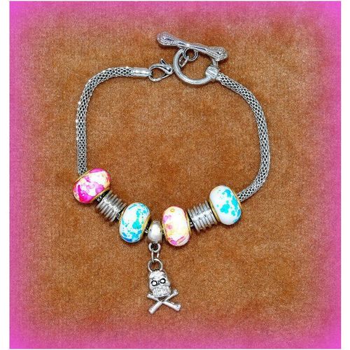 Summer Gift Pirate Charm Euro Bead Silver Tone Bracelet Bangle Jewellery 1707