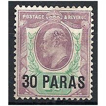 Br Levant 1909 SG16 30 Paras 1 1/2d Pale Dull Purple Mounted Mint . . .