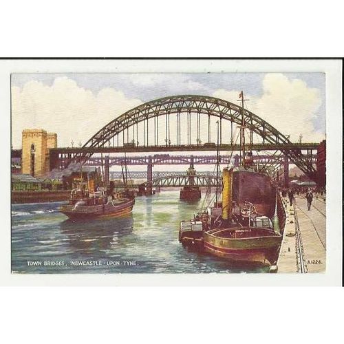 A1224 Northumberland NEWCASTLE UPON TYNE Bridges Valentine "Art Colour" Postcard