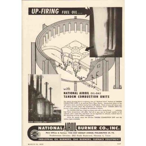 national airoil burner company 1950 up-firing fuel oil vintage ad