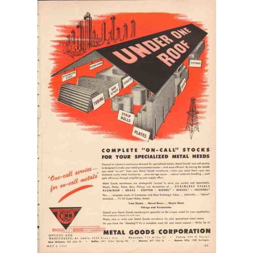 metal goods corporation 1950 under one roof specialized vintage ad