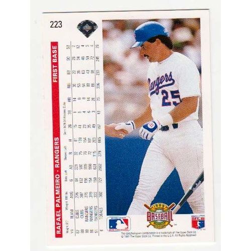 1992 Upper Deck Rafael Palmeiro baseball card #223 -Rangers