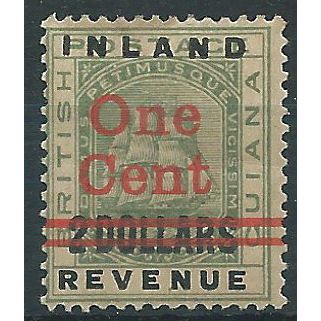 British Guiana 1890 SG208 1c on $2 Green Mounted Mint....