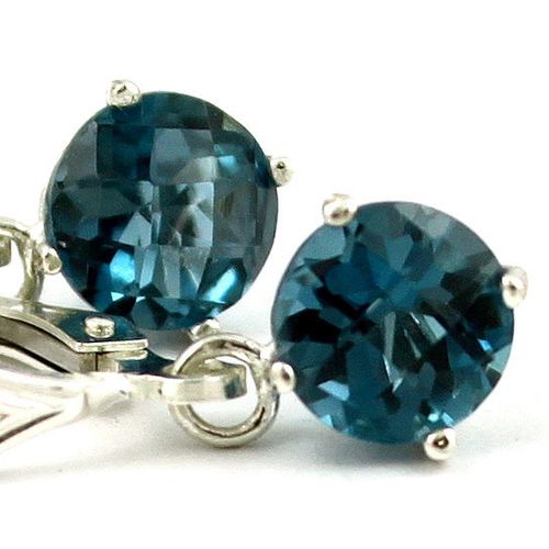 London Blue Topaz, 925 Sterling Silver Leverback Earrings, SE017