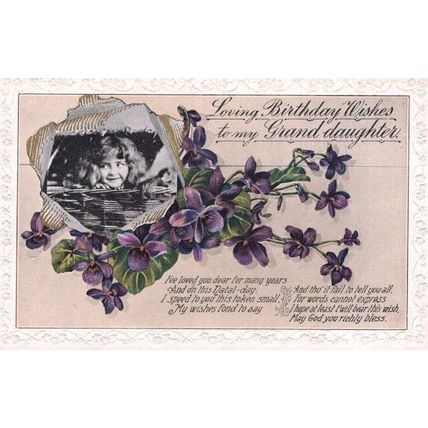Grand Daughter in Rabbit WW1 Wicker Basket Old Greetings Postcard
