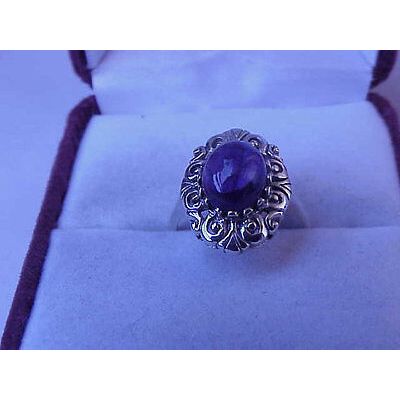 Estate Very Cute Sterling Silver Genuine Amethyst Ring, 1950's