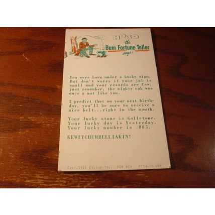 1966, Comic Arcade Cards, HOBO THE BUM FORTUNE TELLER, 2-cards