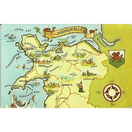 Wales NORTH WALES Map Postcard (Photo Precision PLX26261)