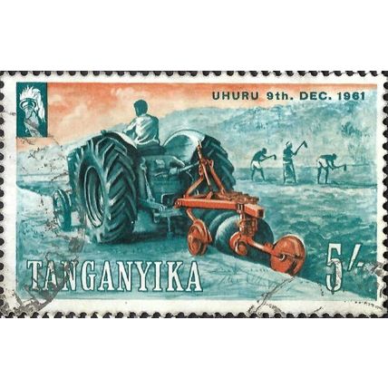 TANGANYIKA, Tractor, blue green 1961, 5/-