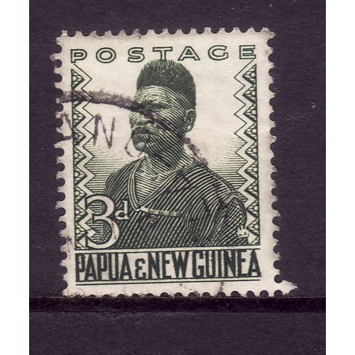 PAPUA NEW GUINEA 1952 3d MYRTLE NATIVE POLICE MAN SG 5 FINE USED