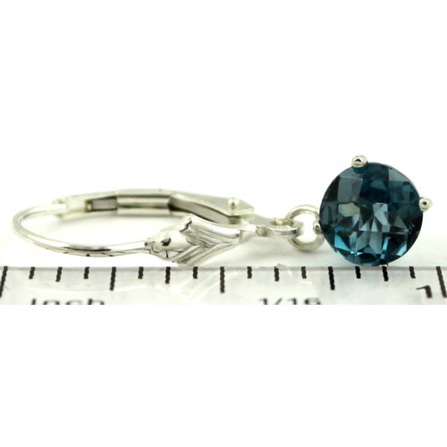 London Blue Topaz, 925 Sterling Silver Leverback Earrings, SE017