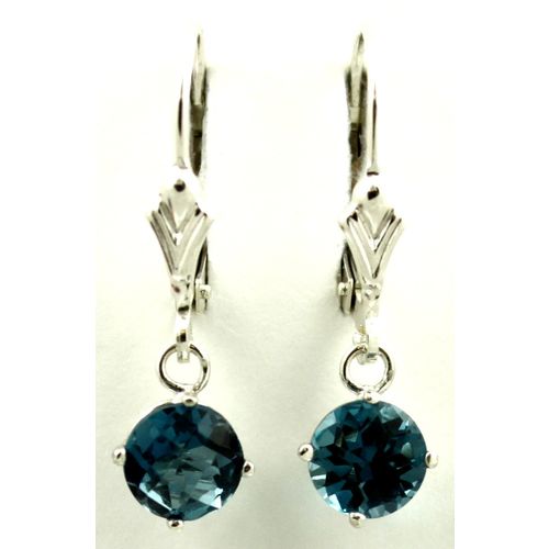 London Blue Topaz, 925 Sterling Silver Leverback Earrings, SE017