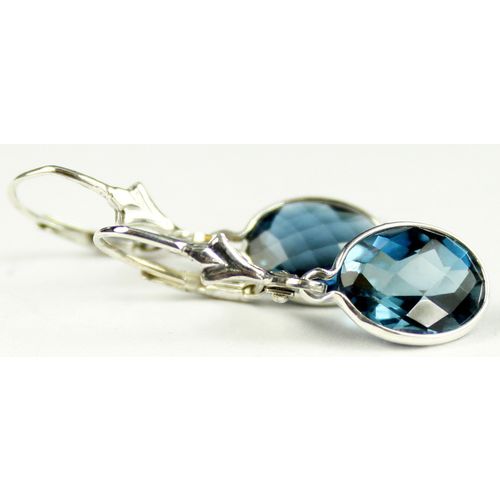 London Blue Topaz, 925 Sterling Silver Leverback Earrings, SE101