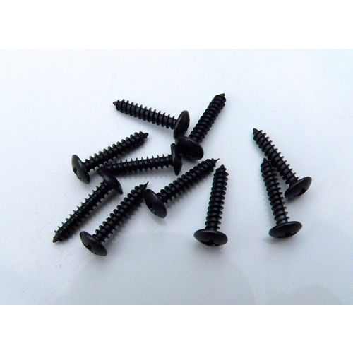 Black Self Tapping Round Domed head screws 3mm x 15mm pack of 10