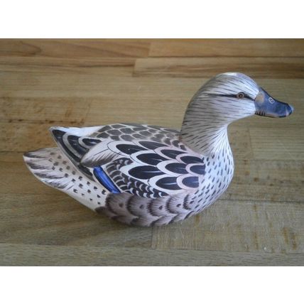 Colourful Vintage Wooden Duck Figurine