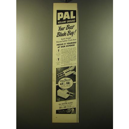 1950 Pal Razor Blades Ad - Pal Hollow Ground your best blade buy