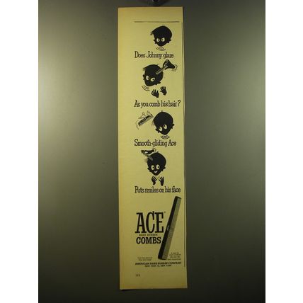 1950 Ace Combs Ad - Does Johnny glare as you comb his hair?