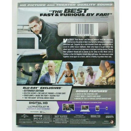 Furious 7 (Blu-ray Disc, 2015, 2-Disc Set,) (L7)