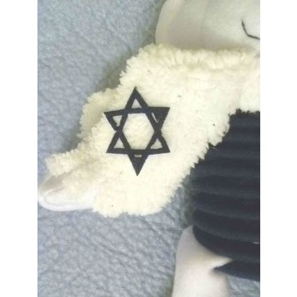 "CHANUKAH PLUSH BEAR DOOR HANGER SPRINGY SLINKY BODY & WHITE SCARF JEWISH STAR"