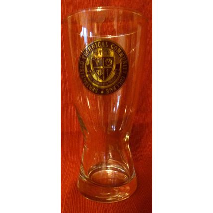 SPRINGFIELD COMMUNITY COLLEGE WHEAT BEER GLASS with GILT SCHOOL SEAL