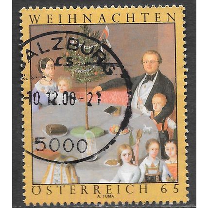 AUSTRIA WEIHNACHTEN MAN WOMAN CHILDREN POSING TABLE 65c USED SG?