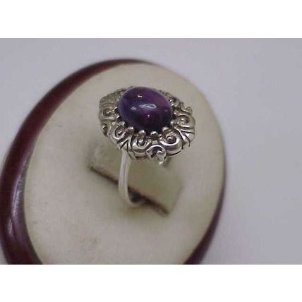 Estate Very Cute Sterling Silver Genuine Amethyst Ring, 1950's