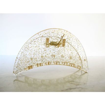 Clear transparent triangle gold sparkle glitter hair claw clip for medium fine