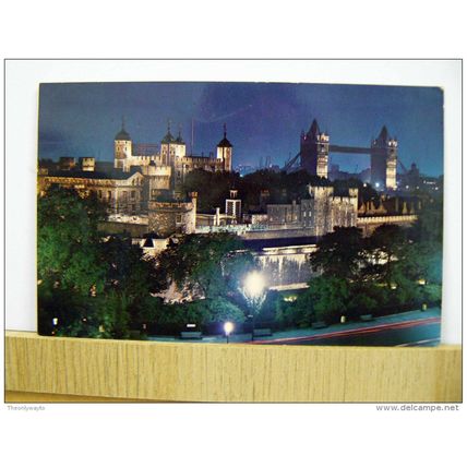 The Tower At Night, London, England, Postcard