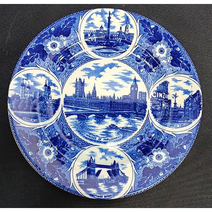 Vintage J.H. Weatherby & Sons London Pride Blue/ White Plate Excellent Condition
