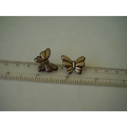 Vintage Earrings Large Silver Butterfly Pierced Studs