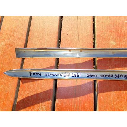 1947 Plymouth Deluxe Hood Trim OEM 2 pc 47 1/2"