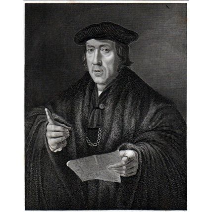 SIR JOHN MORE 1837 William Henry Mote - Hans Holbein ANTIQUE ENGRAVING