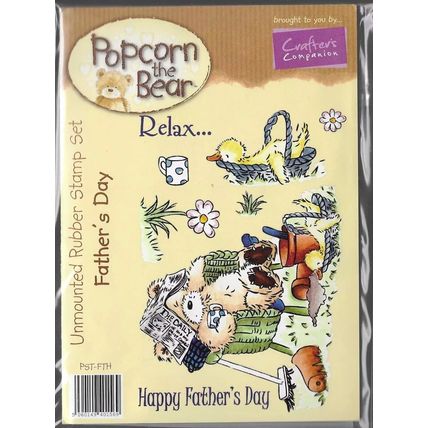 Crafter's Companion. Popcorn The Bear Father's Day Stamp Set. Stamping Crafts