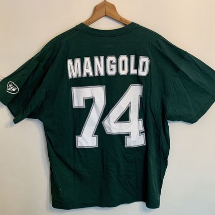 New York Jets Mangold #74 Football Shirt T-Shirt 2011 Green 2XL XXL NFL Apparel