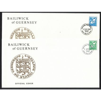 Guernsey Definitives Coil stamps 2v FDC RAR 1989 SG#454-455