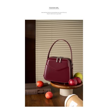 Genuine Leather Women Shoulder Bag Red