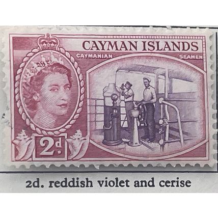 Cayman Islands QEII 1954 2d Reddish Violet & Cerise Seamen Used SG 152 stamp