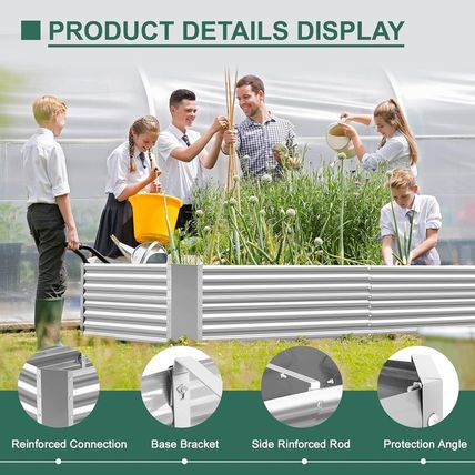 Land Guard 8×4×2 Ft Galvanized Raised Garden Bed Kit, Galvanized Planter Raised