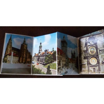 Prague Praha 1970s mini souvenir colour booklet Tower Clock Church Theatre