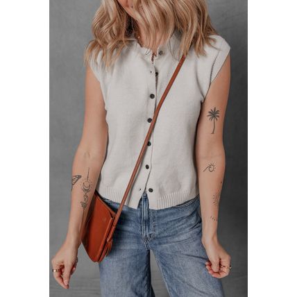 Jet Stream Button Up O Neck Sweater Vest