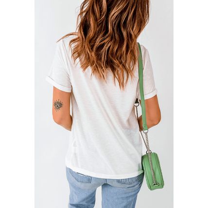 White usa Bow Letter Graphic Independence Day Fashion Tee