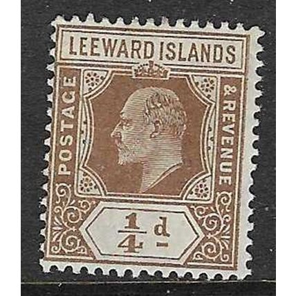 LEEWARD ISLAND 1907-11 EDVII WATERMARK MULTI-CROWN CA ¼d MINT HINGED SG36