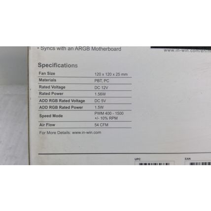 IN WIN Kit of 3 Sirius ASE120P Extreme RGB Fans, 120mm, ARGB Controller