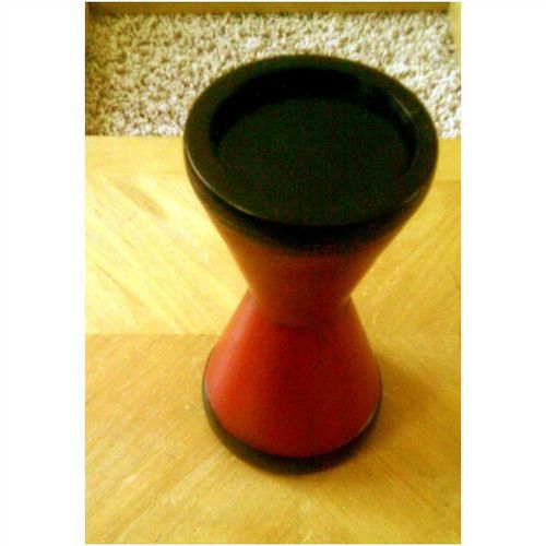 Wilco Imports Burnt Red Wooden Pillar Candle Holder