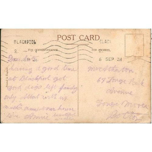 Antique GB PC - Blackpool, Lancashire From North Pier 1921 - Real Photograph