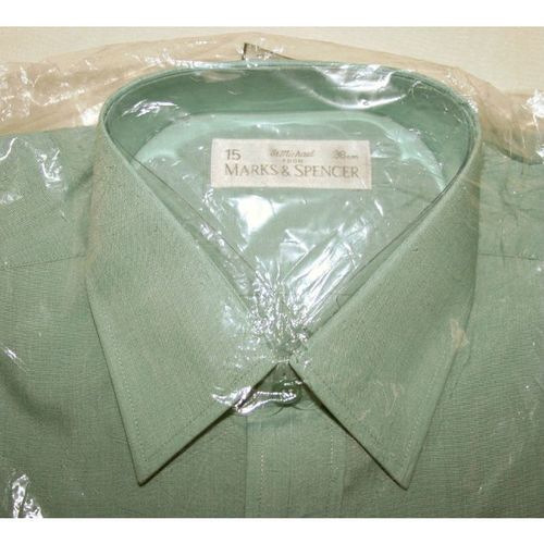 Marks & Spencer Green Short Sleeve Shirt Size 15" New in Packet