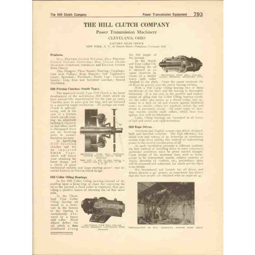 hill clutch company 1916 friction smith collar bearing vintage catalog