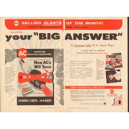 ac spark plug 1957 big answer increased sales program vintage ad