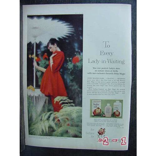 MENNEN 1958 maternity Baby Magic oil powder vintage ad